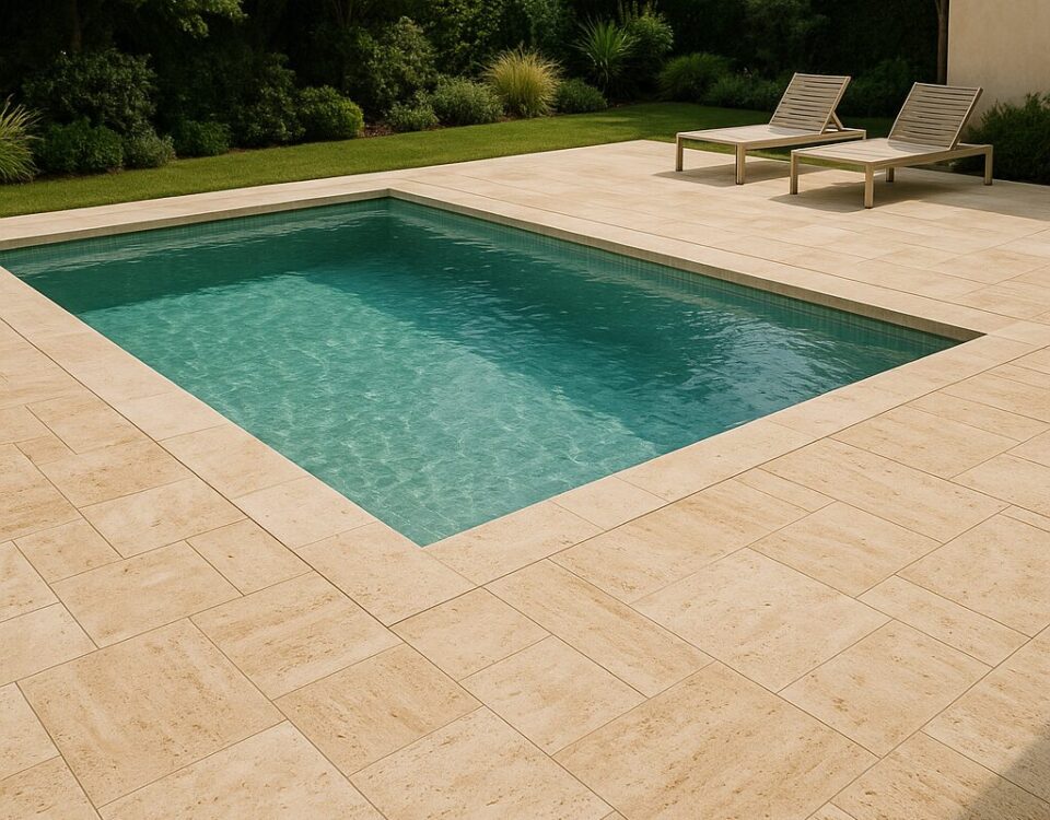 Ako navrhnúť okolie bazéna z prírodného kameňa tak, aby lemy a dlažba pôsobili jednotne - 34