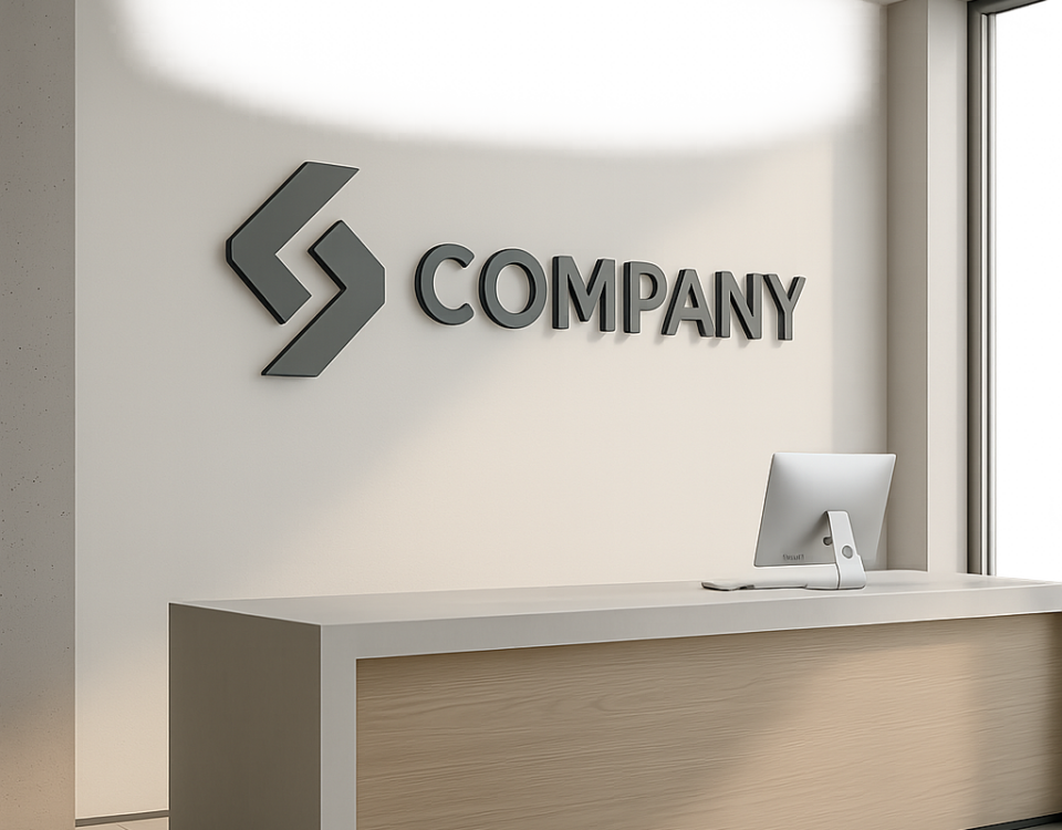 3D logo na stenu ako moderný prvok firemnej prezentácie v interiéri - 14