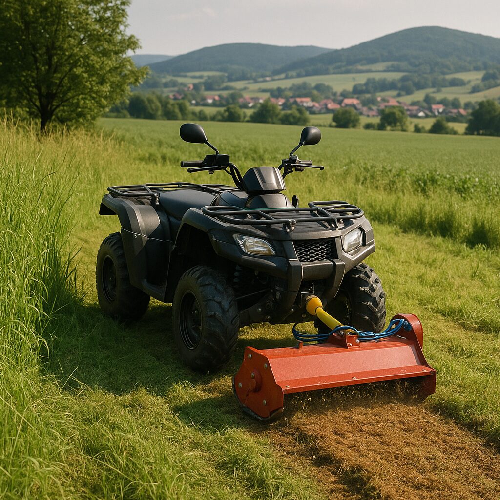 Mulčovač na štvorkolku ako praktický pomocník pre údržbu pozemku